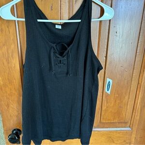 Black Lace-Up Tank Top